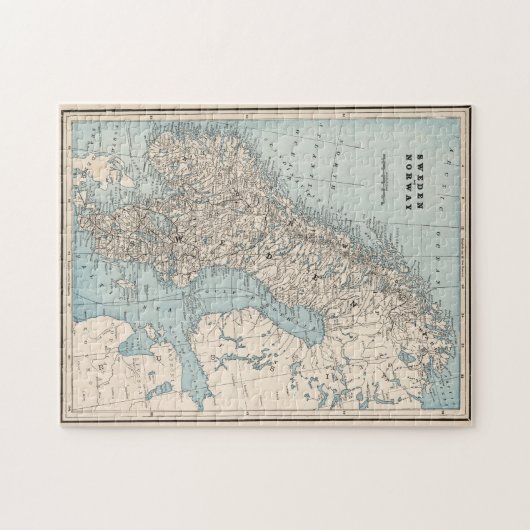  kaart van Noorwegen en Zweden (1893) Legpuzzel (Horizontaal)