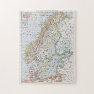 kaart van Noorwegen en Zweden (1900) Legpuzzel