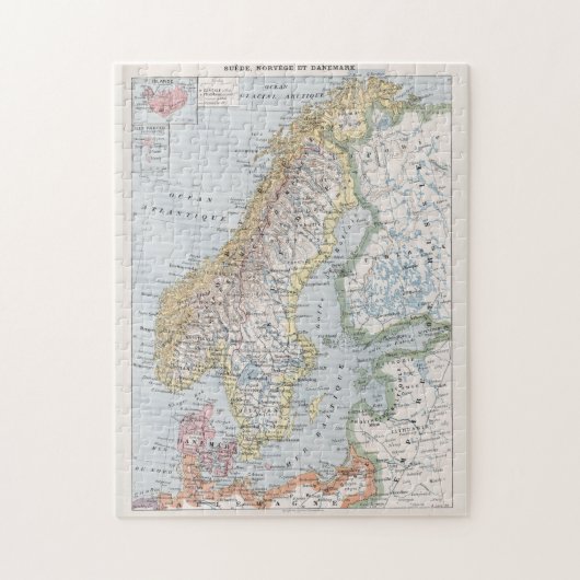  kaart van Noorwegen en Zweden (1900) Legpuzzel (Verticaal)