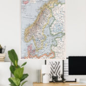 kaart van Noorwegen en Zweden (1900) Poster (Thuiskantoor)