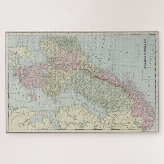  kaart van Noorwegen en Zweden (1901) Legpuzzel (Horizontaal)