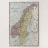  kaart van Noorwegen en Zweden (1912) Legpuzzel (Verticaal)
