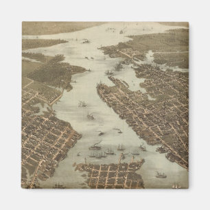  kaart van Norfolk en Portsmouth VA (1873) Magneet