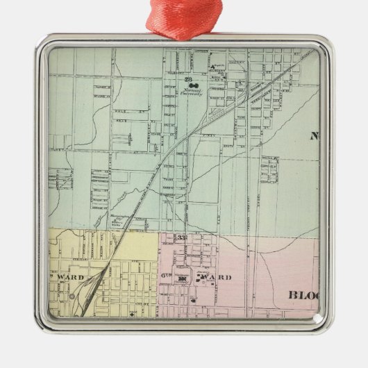 Kaart van Normaal, Bloomington Metalen Ornament (Voorkant)