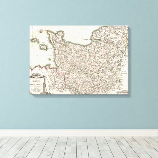  kaart van Normandië (1771) Canvas Afdruk (Insitu (Houten vloer))