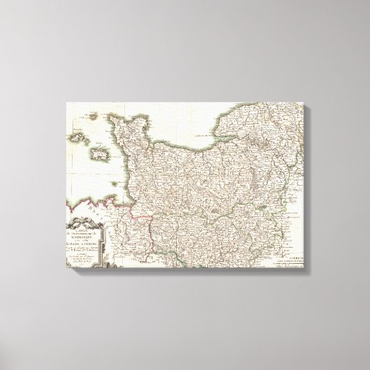 kaart van Normandië (1771) Canvas Afdruk (Voorkant)