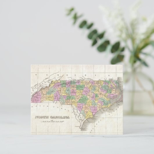  kaart van North Carolina (1827) (Staand voorkant)