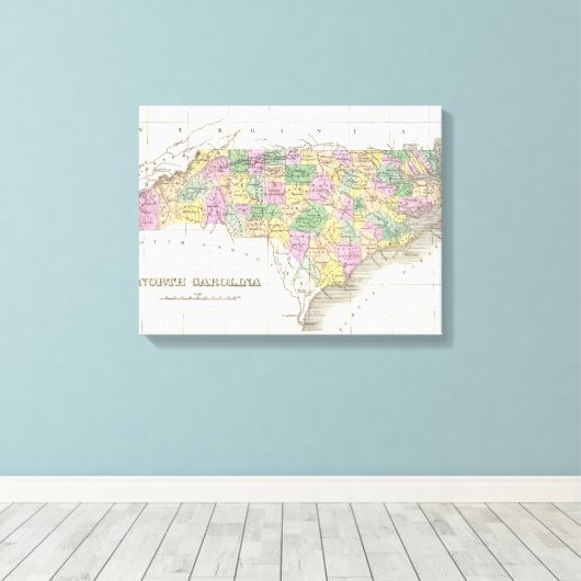  kaart van North Carolina (1827) Canvas Afdruk (Insitu (Houten vloer))