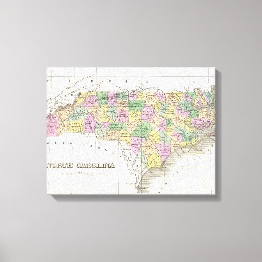  kaart van North Carolina (1827) Canvas Afdruk (Voorkant)