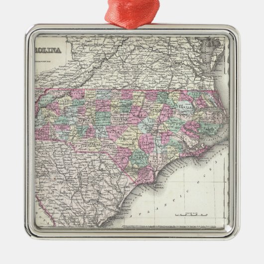  kaart van North Carolina (1855) Metalen Ornament (Voorkant)