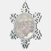  kaart van North Carolina (1855) Tin Sneeuwvlok Ornament (Rechts)