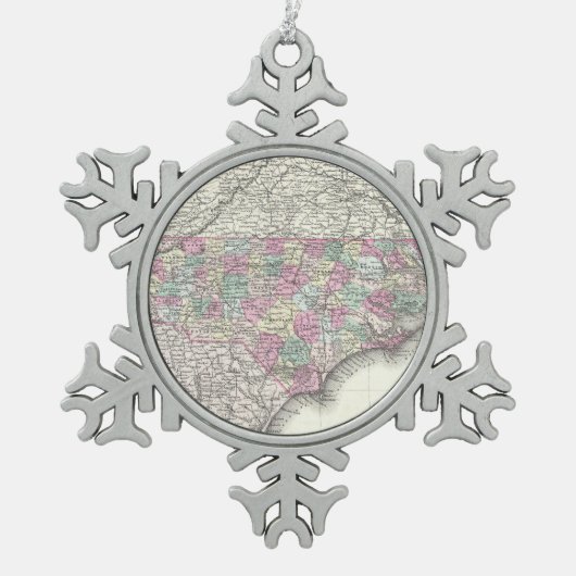  kaart van North Carolina (1855) Tin Sneeuwvlok Ornament (Voorkant)