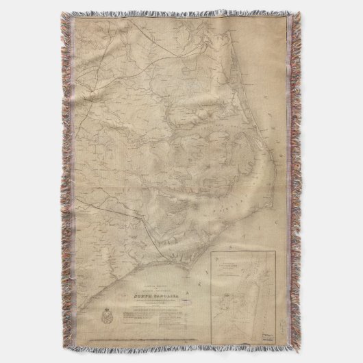  kaart van North Carolina (1862) Deken (Voorkant Verticaal)