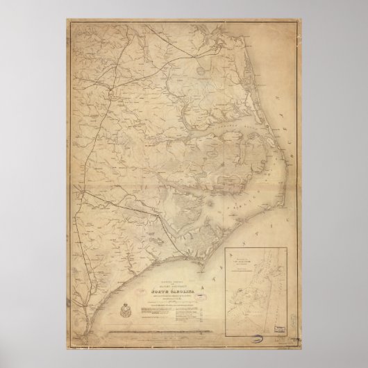  kaart van North Carolina (1862) Poster (Voorkant)
