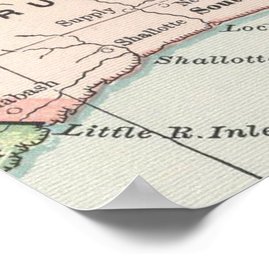  kaart van North Carolina (1891) Poster (Hoek)