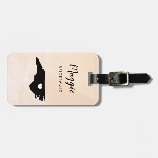 Kaart van North Carolina Bagagelabel, huwelijksfee Bagagelabel (Voorkant horizontaal)