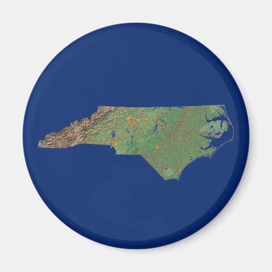Kaart van North Carolina Magnet (Voorkant)