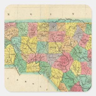 Kaart van North Carolina Vierkante Sticker