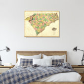 Kaart van North en South Carolina Canvas Afdruk (Insitu (Slaapkamer))