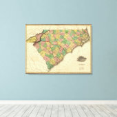 Kaart van North en South Carolina Canvas Afdruk (Insitu (Houten vloer))