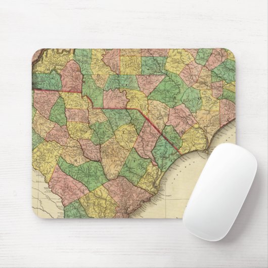 Kaart van North en South Carolina Muismat (Met muis)