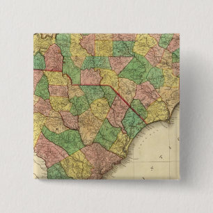 Kaart van North en South Carolina Vierkante Button 5,1 Cm