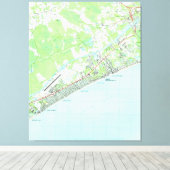 Kaart van North Myrtle Beach South Carolina (1990) Canvas Afdruk (Insitu (Houten vloer))