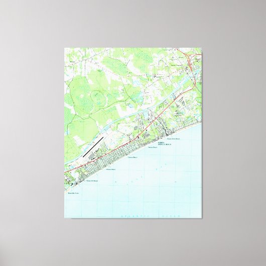 Kaart van North Myrtle Beach South Carolina (1990) Canvas Afdruk (Voorkant)