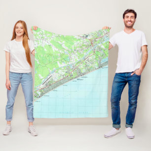 Kaart van North Myrtle Beach South Carolina (1990) Fleece Deken