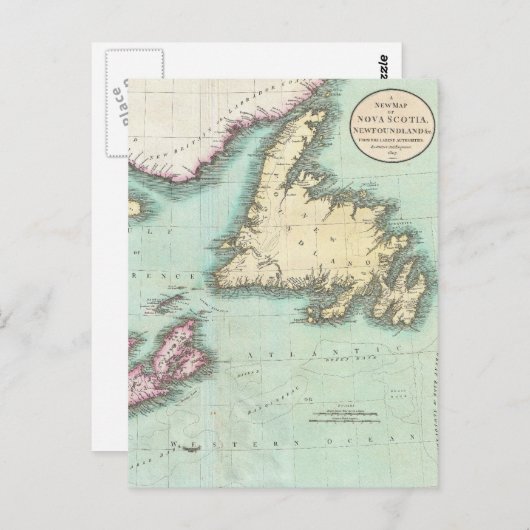  kaart van Nova Scotia en Newfoundland (1807) (Voorkant / Achterkant)