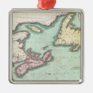 kaart van Nova Scotia en Newfoundland (1807) Metalen Ornament