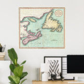  kaart van Nova Scotia en Newfoundland (1807) Poster (Thuiskantoor)