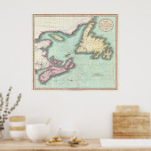  kaart van Nova Scotia en Newfoundland (1807) Poster (Keuken)