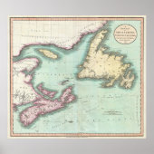  kaart van Nova Scotia en Newfoundland (1807) Poster (Voorkant)
