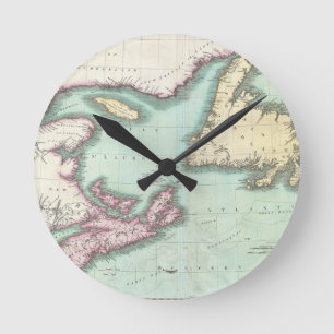  kaart van Nova Scotia en NewFoundland (1807) Ronde Klok