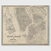  kaart van NYC en Brooklyn (1855) Cadeaupapier (Vlak)