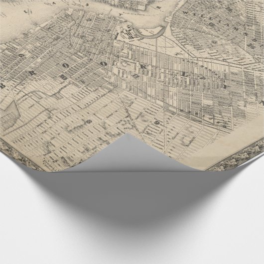  kaart van NYC en Brooklyn (1855) Cadeaupapier (Hoek)