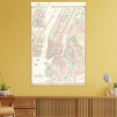 kaart van NYC en Brooklyn (1865) Canvas Afdruk (Insitu (Woonkamer))