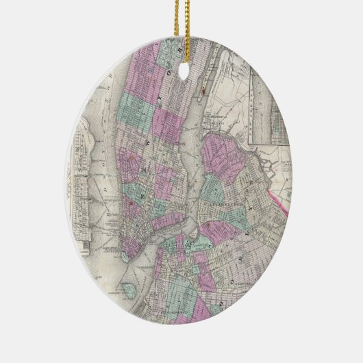  kaart van NYC en Brooklyn (1866) Keramisch Ornament (Rechts)