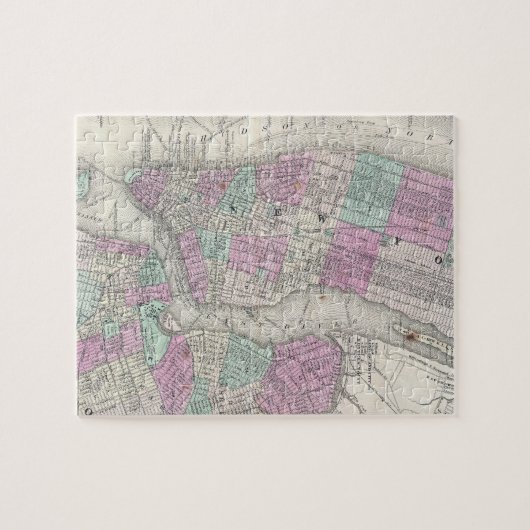  kaart van NYC en Brooklyn (1866) Legpuzzel (Horizontaal)