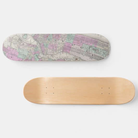  kaart van NYC en Brooklyn (1866) Skateboard (Horizontaal)