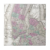 kaart van NYC en Brooklyn (1866) Tegeltje (Voorkant)