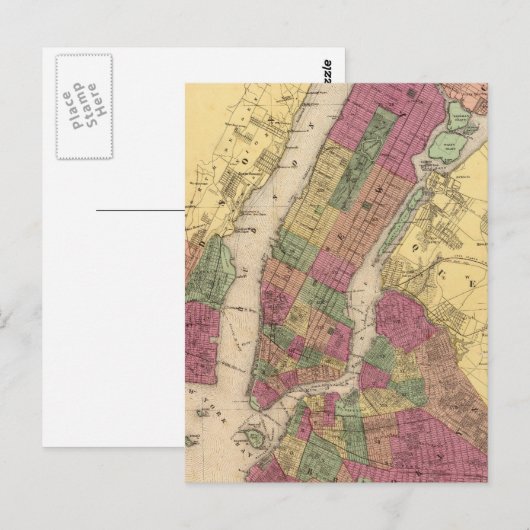  kaart van NYC en Brooklyn (1868) (Voorkant / Achterkant)