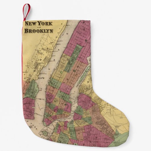  kaart van NYC en Brooklyn (1868) Kleine Kerstsok (Voorkant)