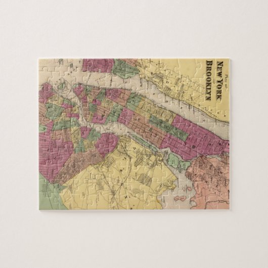  kaart van NYC en Brooklyn (1868) Legpuzzel (Horizontaal)