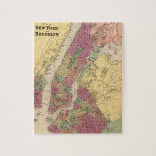  kaart van NYC en Brooklyn (1868) Legpuzzel
