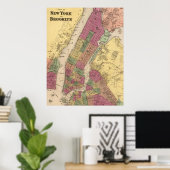  kaart van NYC en Brooklyn (1868) Poster (Thuiskantoor)