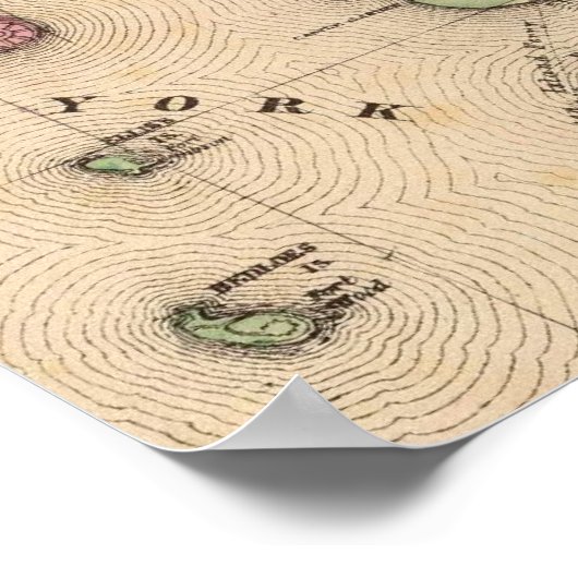  kaart van NYC en Brooklyn (1868) Poster (Hoek)