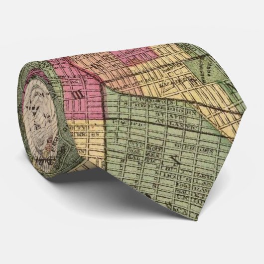 kaart van NYC en Brooklyn (1868) Stropdas (Opgerold)