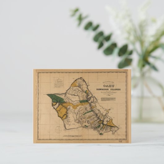 Kaart van Oahu, Hawaïaans eiland (1881) (Staand voorkant)